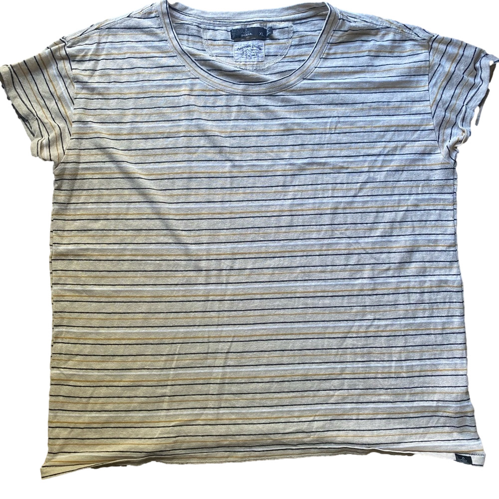 Prana Striped Tan and Black Women's Top